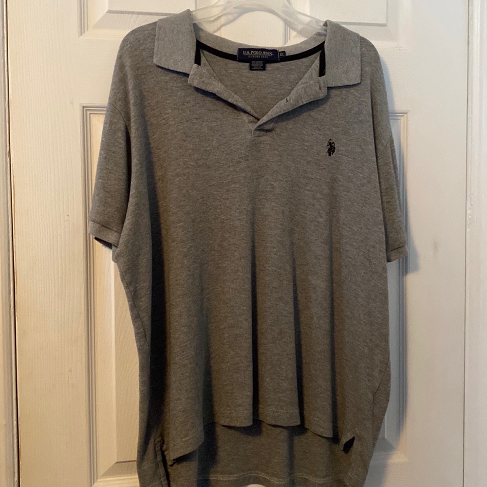 Mens Heather gray polo shirt